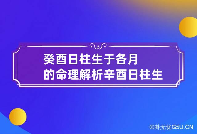 癸酉日柱生于各月的命理解析 辛酉日柱生于各月解析